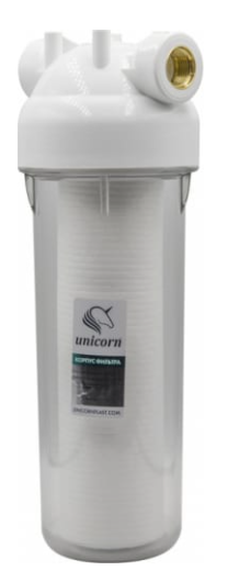 Фильтр магистральный 3/4+картридж для холодной воды 10" прозрачный UNICORN