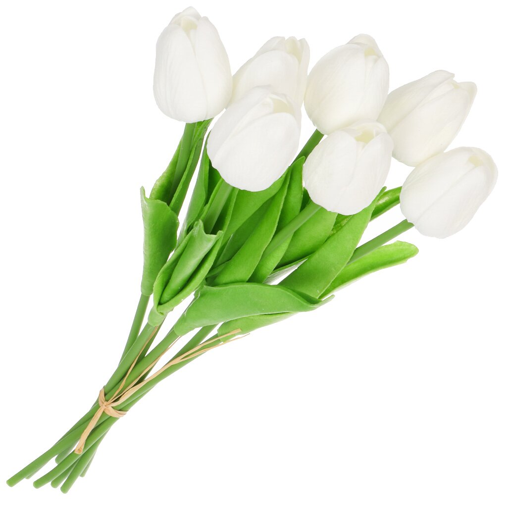 Цветы букет 7шт Тюльпаны 33см белый Y6-10420
