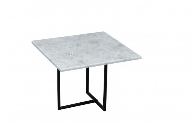 Стол кофейный Скарлетт квадратный размер:500*500*380 цвет:металл черный/мрамор белый Олмеко