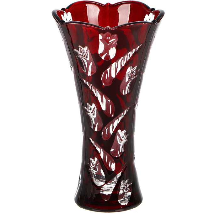 Ваза 24 см стекло Рубин тюльпан Y4-6626