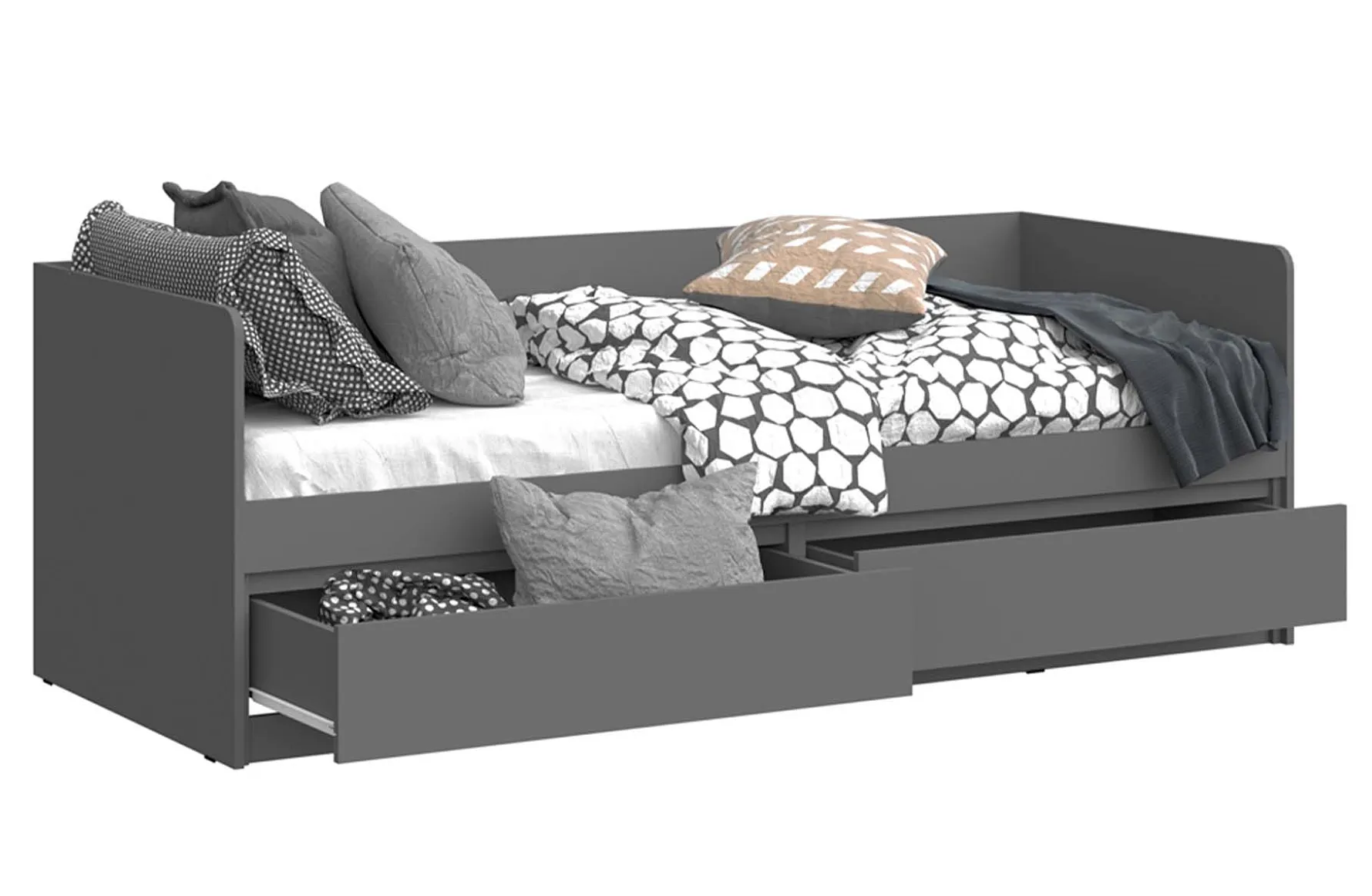 Челси кровать 0,8м графит/графит общие размеры :2036*700*840 МИФ